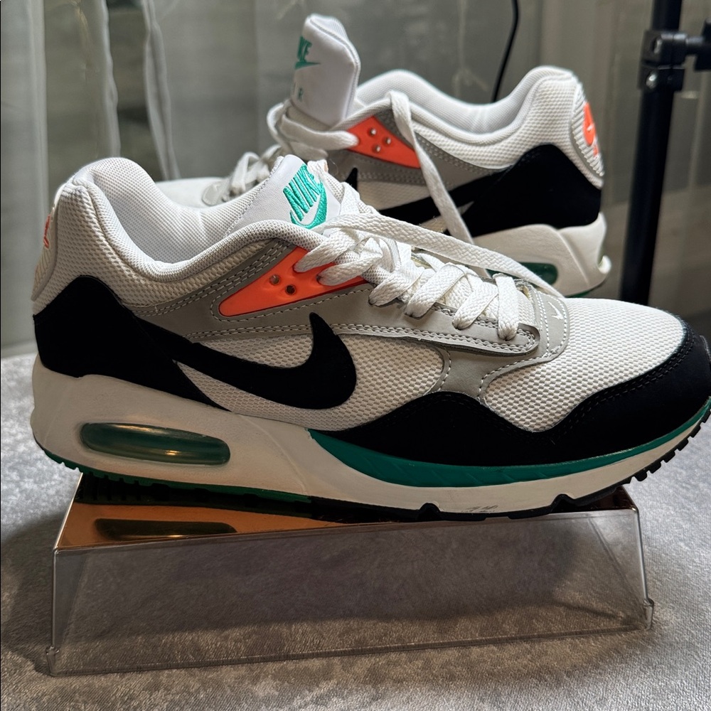 Nike White and Black Athletic Shoes with Teal and Orange Accents
